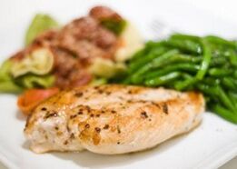 کولیسٹرول کو کم کرنے اور وزن کم کرنے کے خواہشمند افراد کے لیے مینو میں سینکا ہوا چکن بریسٹ